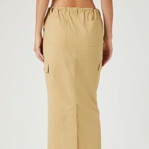 Twill Toggle Drawstring Midi Skirt Forever 21